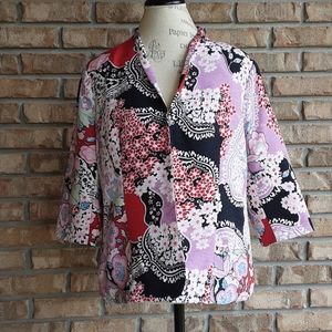 Vtg Norm Thompson Silk Floral Print Art to Wear Jacket.